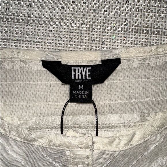 FRYE Marshmallow Ivory Cotton Crochet Lace 3/4 Sleeve Button Front Boho Blouse - Picture 13 of 14